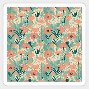 Wildflowers pastel green pattern Sticker